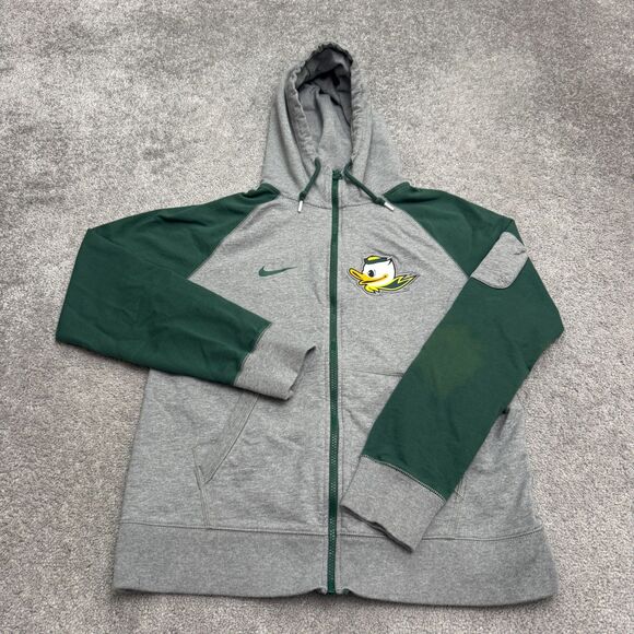 Nike Other - Nike Oregan Duck Full Zip Hoodie Sweatshirt Mens Large Gray Green Colorblock
